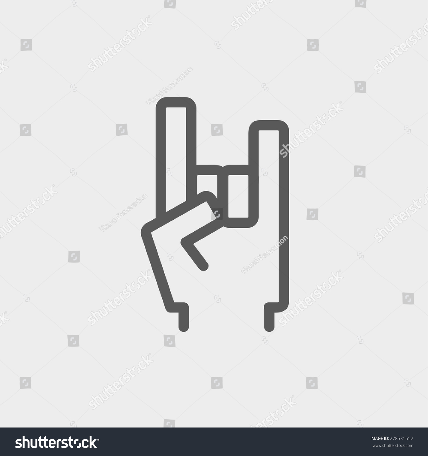 Hand with white outline forming a rock on symbol - Free gestures icons