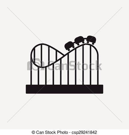 Roller coaster cart icon. Thin circle design. Vector illustration 