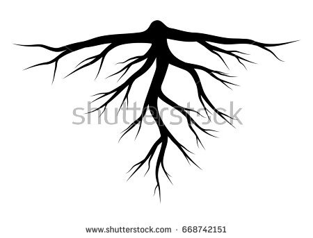 Tree icon with green leaves and roots set. Vector eps vectors 