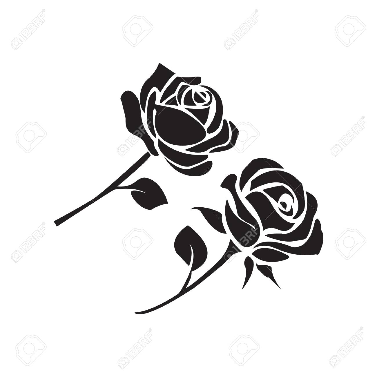 Rose icon. Set of roses silhouettes Stock image and royalty-free 