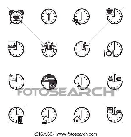 Time icon set, Daily routine Stock Vector Art  Illustration 
