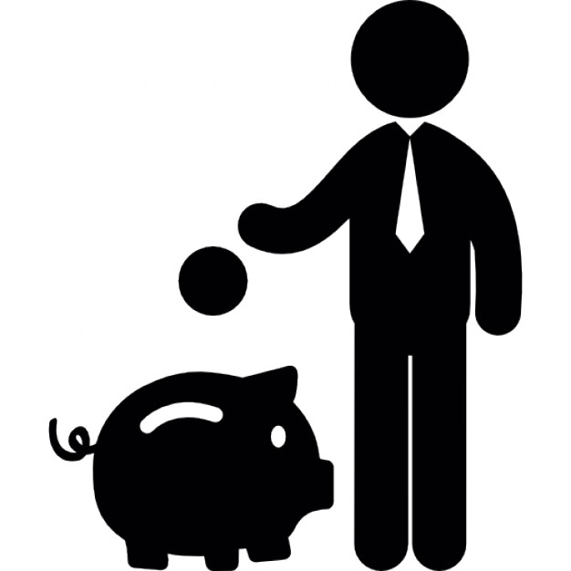 Man saving money in a piggy moneybox Icons | Free Download