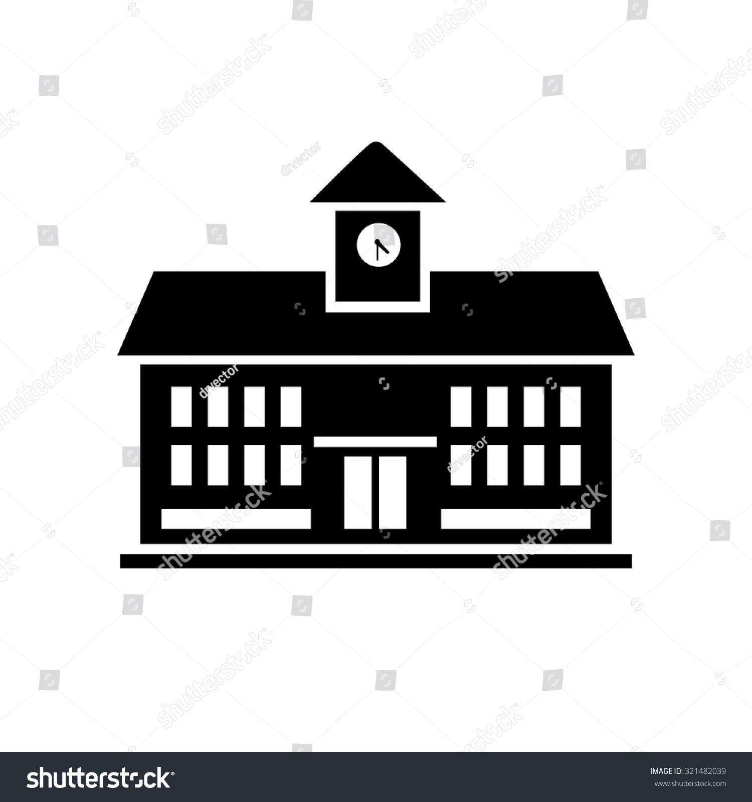 School building icon isolated on white background. 3d render stock 