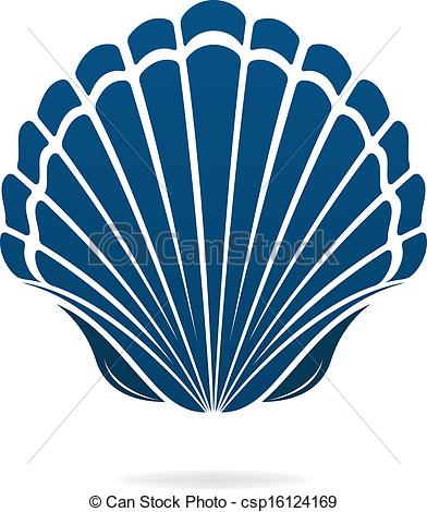 Scallop seashell of mollusks icon sign isolated vector clip art 