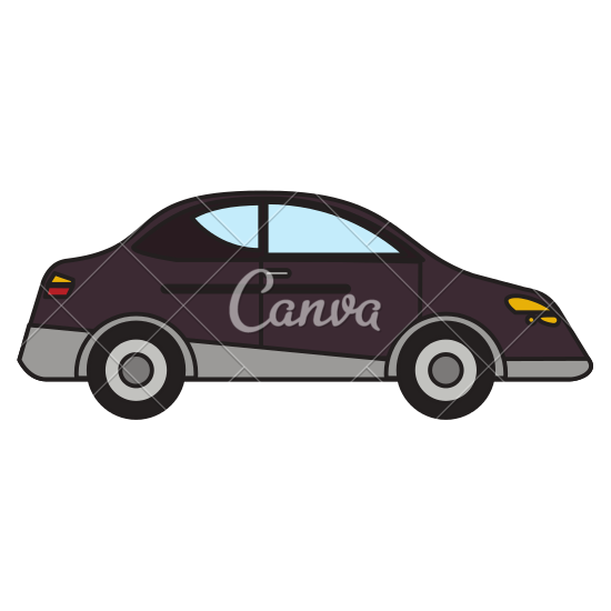 Flat style sedan car, automobile icon, side view vector 