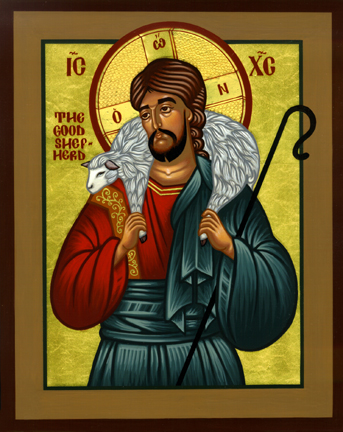 Jesus The Good Shepherd Large Hand-Painted Icon - BlessedMart