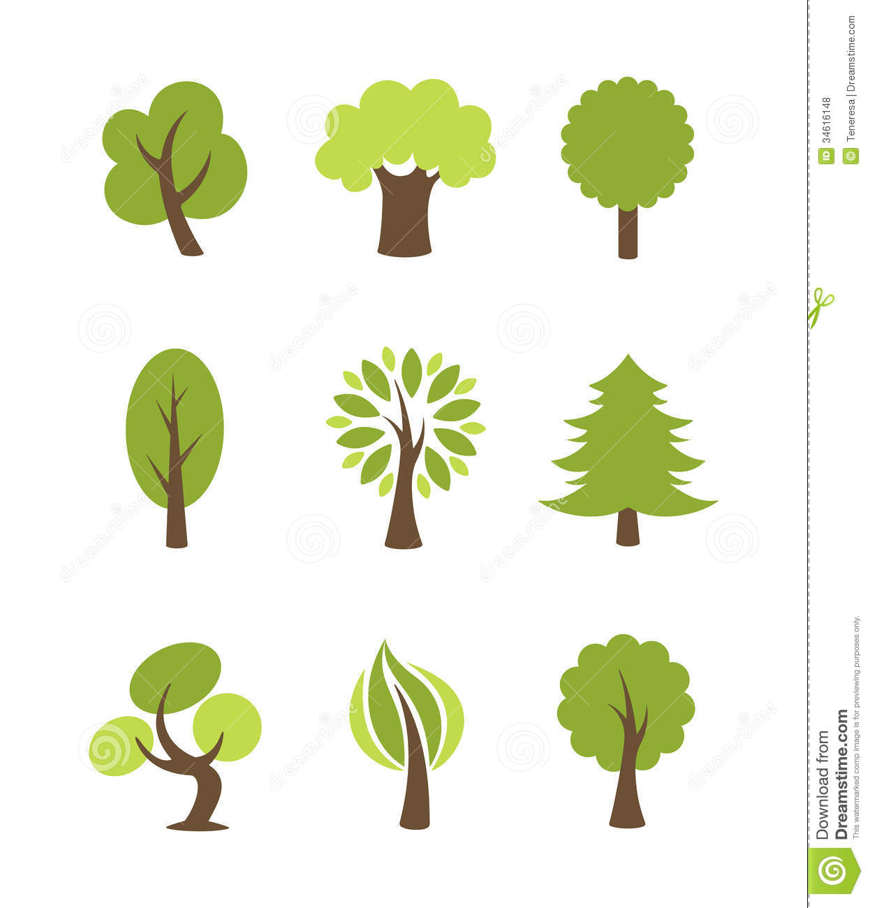 Collection Abstract Green Tree Icon Designs Stock Vector 180545585 
