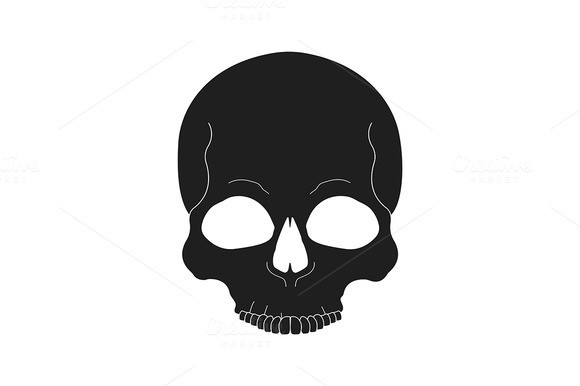 Single flat skull icon Royalty Free Vector Image