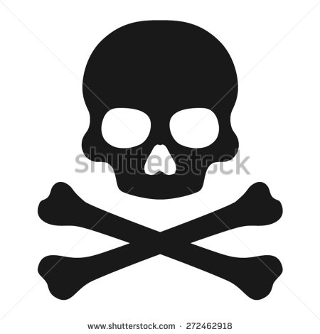 Skull Vector Silhouette. Crossbones Skull Death Icon Isolated 