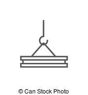 Industrial hook with reinforced concrete slab icon. gray vector 