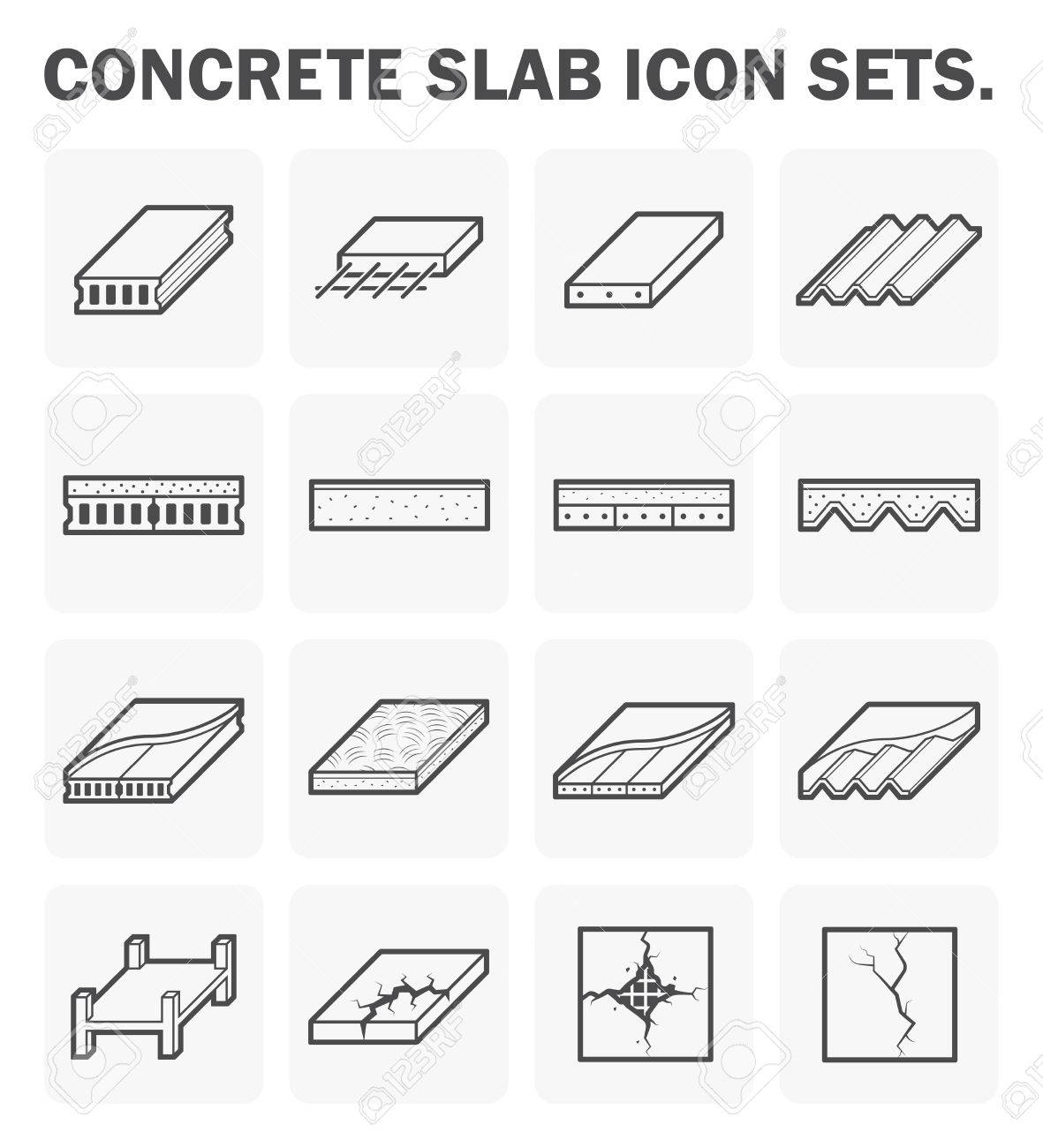 Concrete floor icons. Concrete floor casting icon sets. vector 