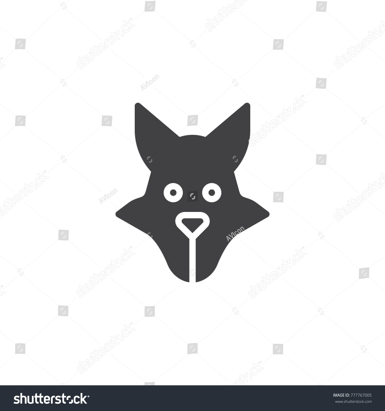 Wolf Head Icon Vector Filled Flat Stock Vector 777767005 