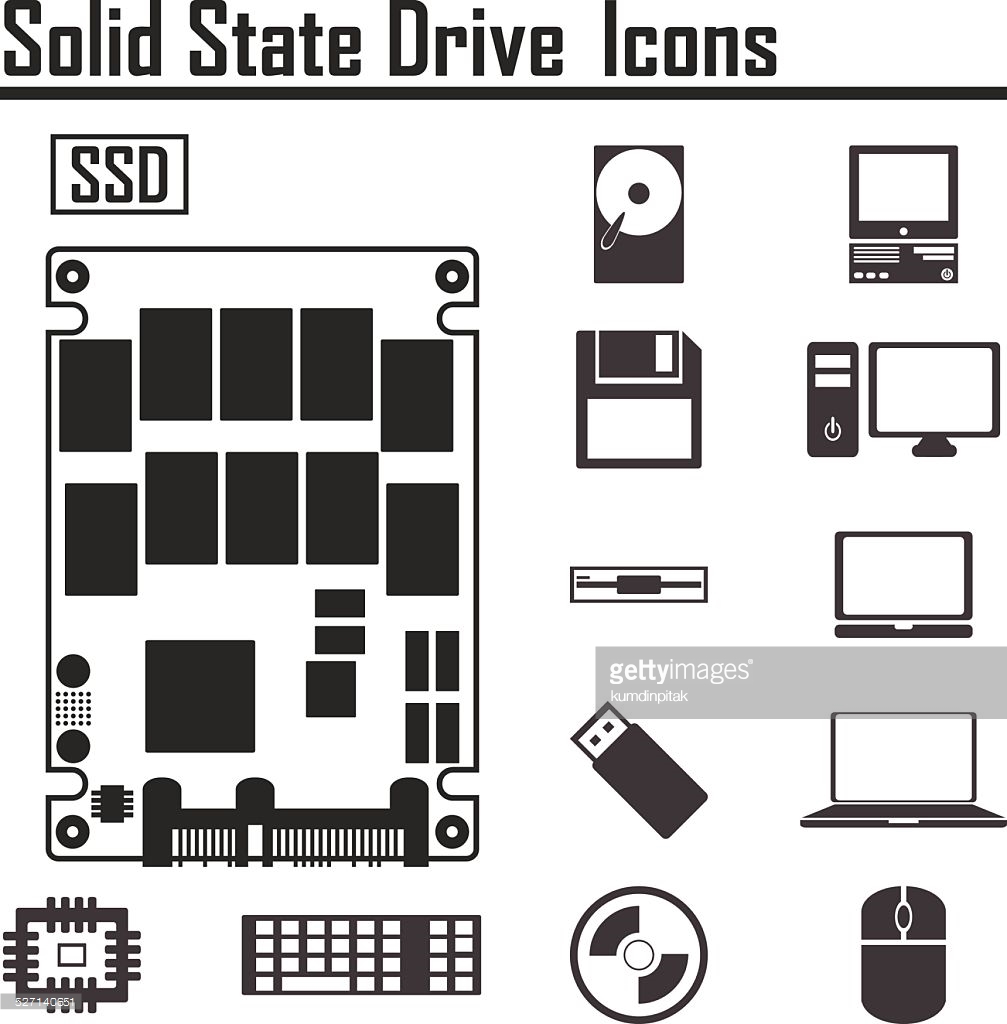 SSD Solid State Drive Icon Thin Line For Web And Mobile, Modern 