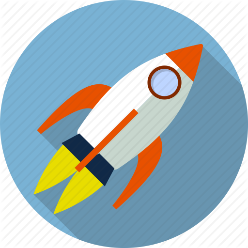 Flat Rocket Illustration. Round Spaceship Icon On The Star Sky 