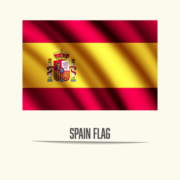 Round pin icon. Illustration of flag of Spain