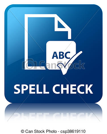 Spell check document blue square button clipart - Search 