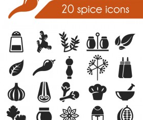 20 Kind spice icons set - Food Icons free download