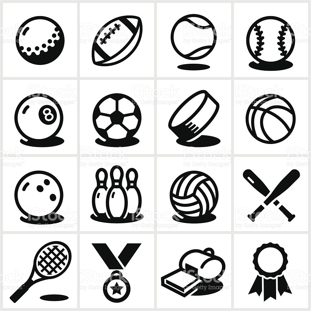 Sport Icon Black White Design Flat. Sports Logo, Fitness Icon 
