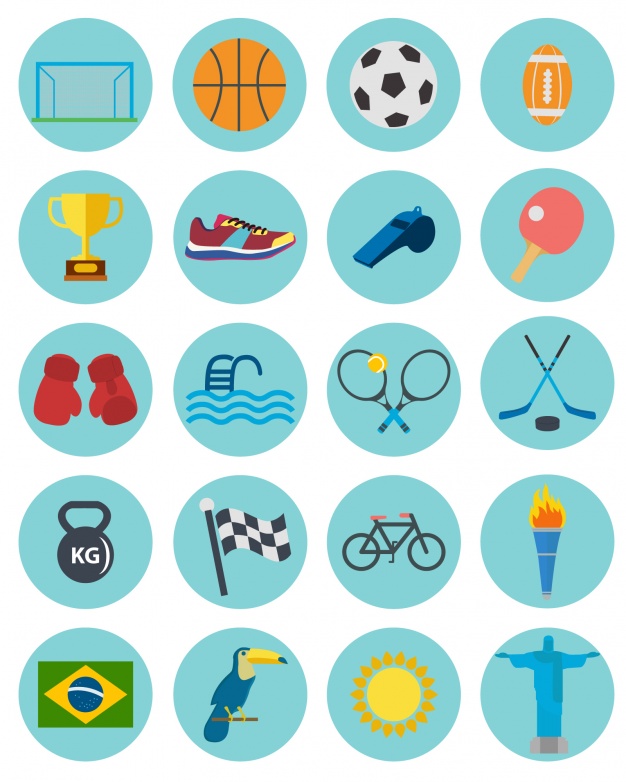 37 Flat sport icons pack - Vector download