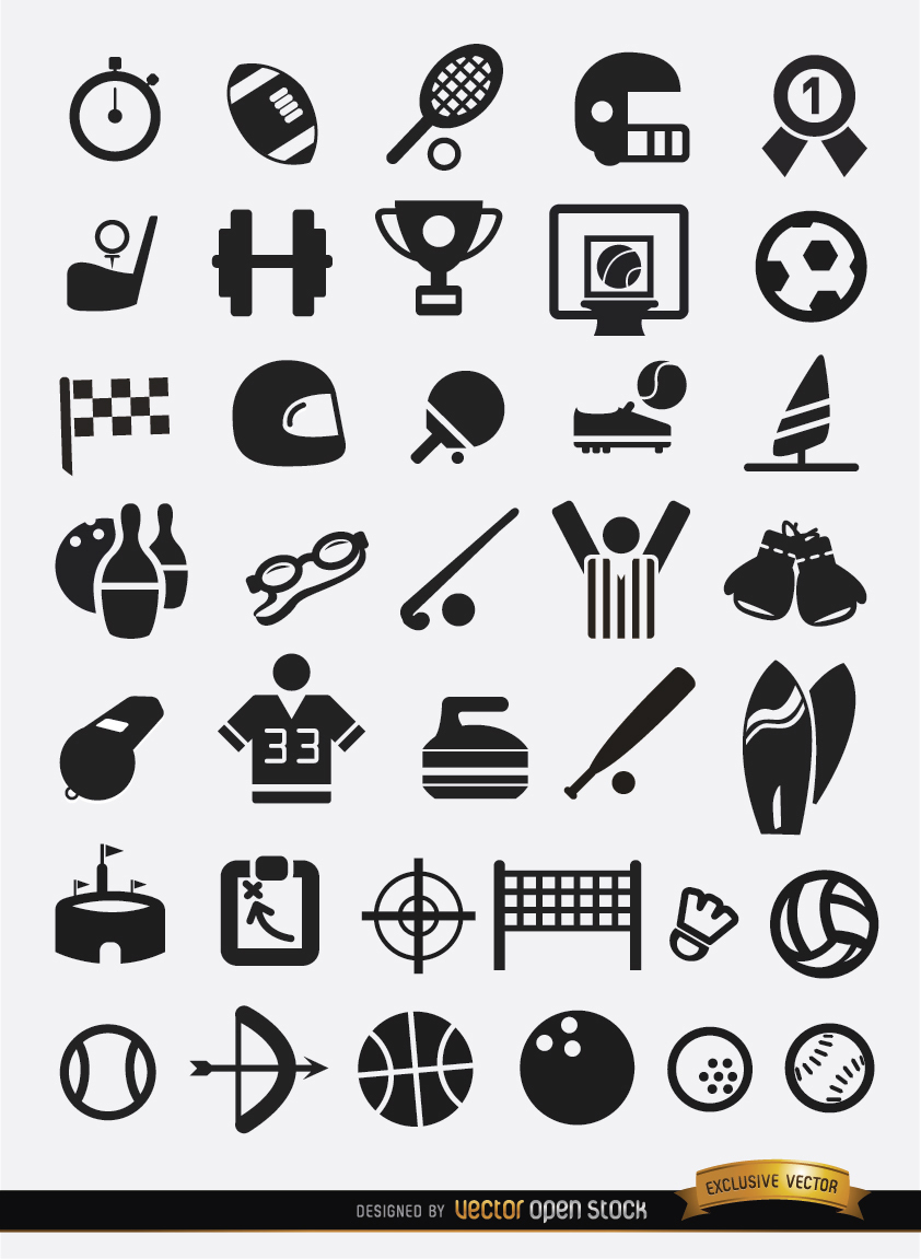 Sports icons with white background vector clip art - Search 