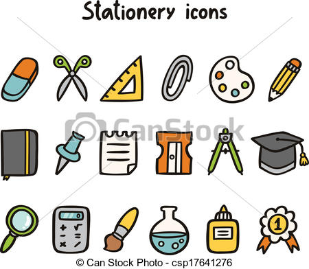 Flat stationery icons. Stationery icons. set of stationery 