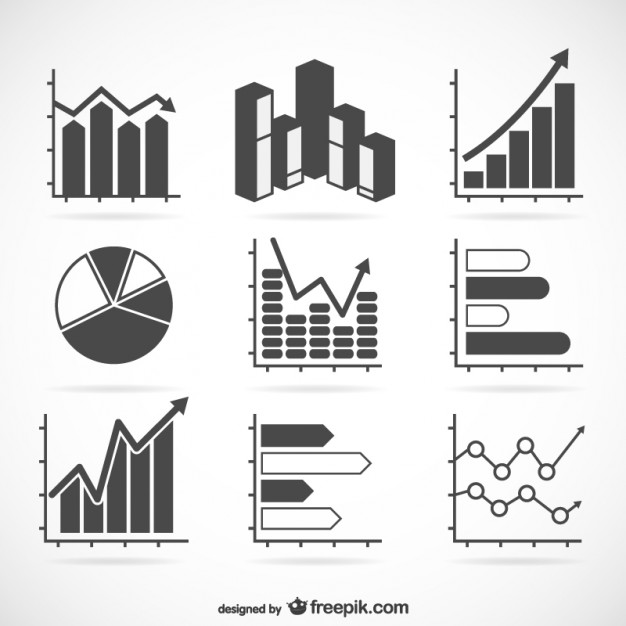 Set of statistics, accounting and report icons. charts, vector 