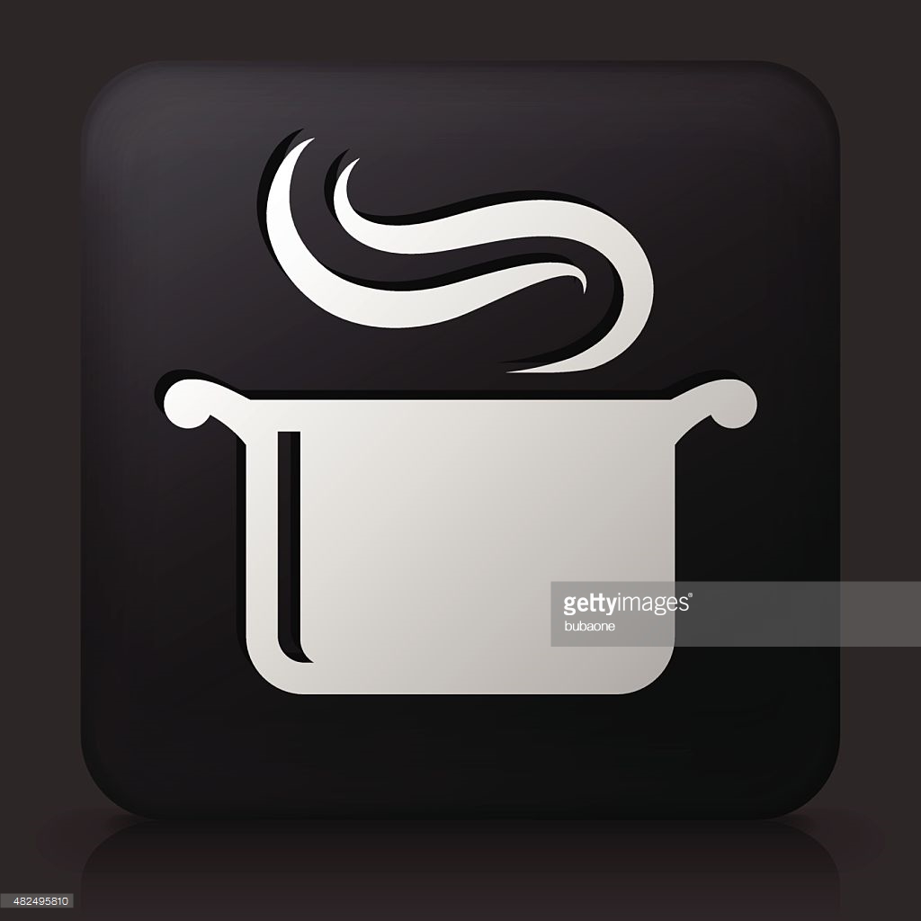 Black Square Button With Steam Pot Icon Vector Art | Getty Images