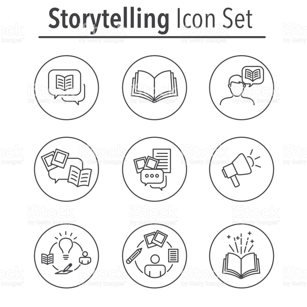 Storytelling Badge Megaphone Icon Flat Vector Stock Vector 