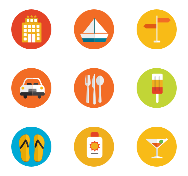 Flat summer icons Vector | Free Download