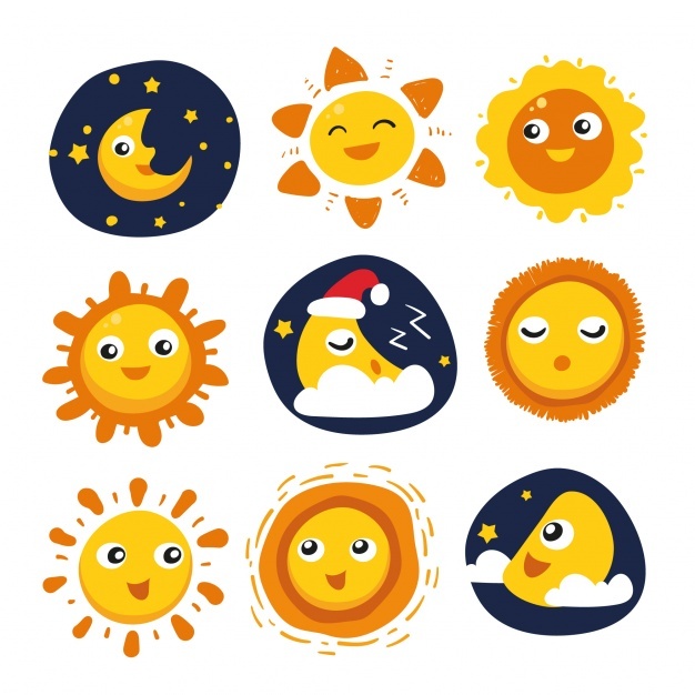Set Of Sun And Moon Icons Royalty Free Cliparts, Vectors, And 