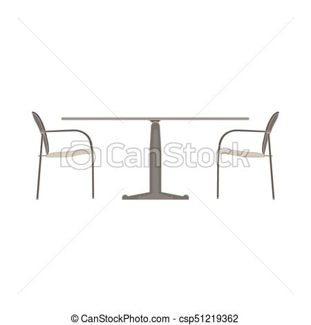 Vector table chair two flat icon isolated. restaurant clip art 