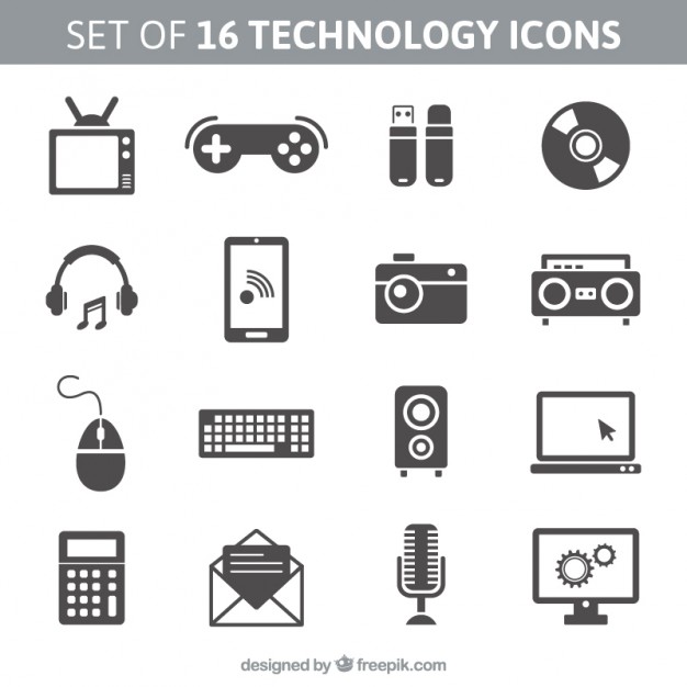 100 Hi-Tech Icon Set, Square Stock Vector - Illustration: 61291299