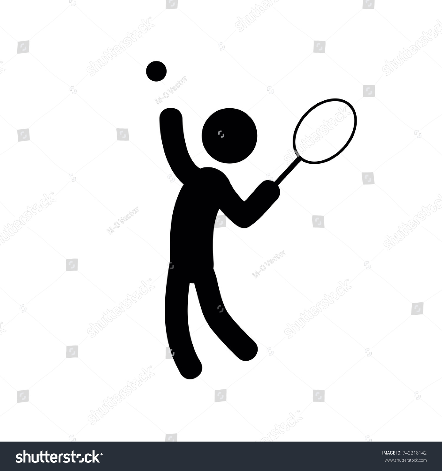 Tennis player silhouette hitting the ball with a racket Icons 