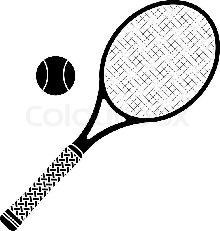 Tennis racket icon in cartoon style isolated on white background 