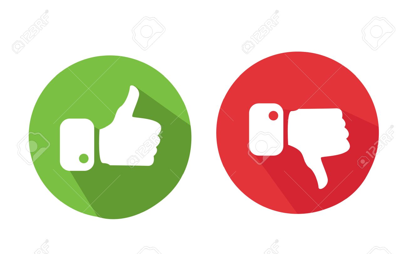 Thumbs Up And Thumbs Down Icon Vector Stock Vector - Illustration 