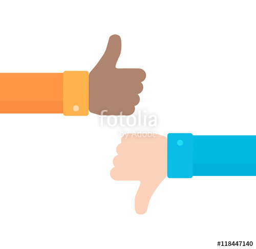 Yes, No, Thumbs up and down icons Like and unlike symbol.  Stock 