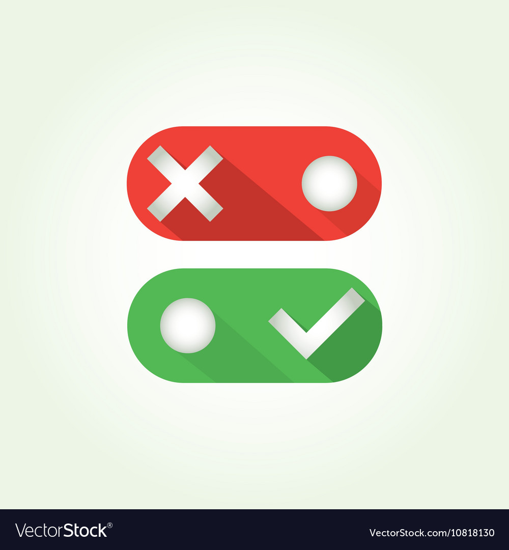 Toggle switch icon, green in on position, grey in off 