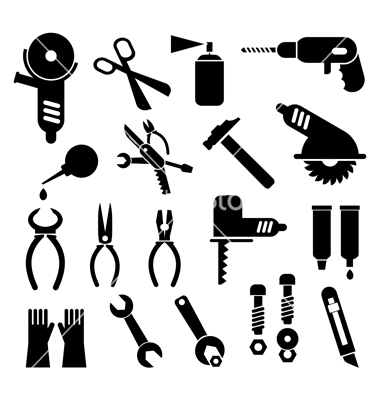 Tools icon set. Vector icons pack - blue series, tool vectors 