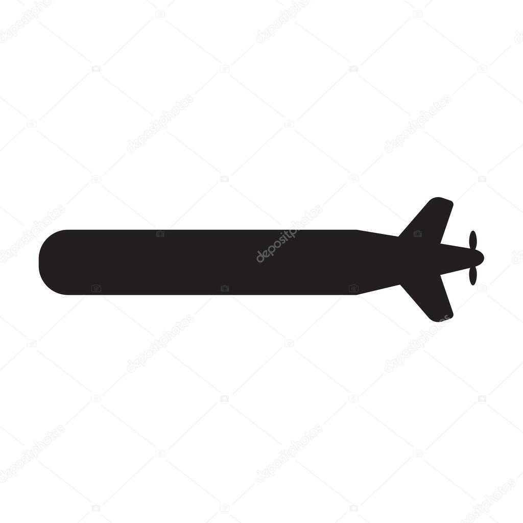 Black icon on white background torpedo underwater Vector Image