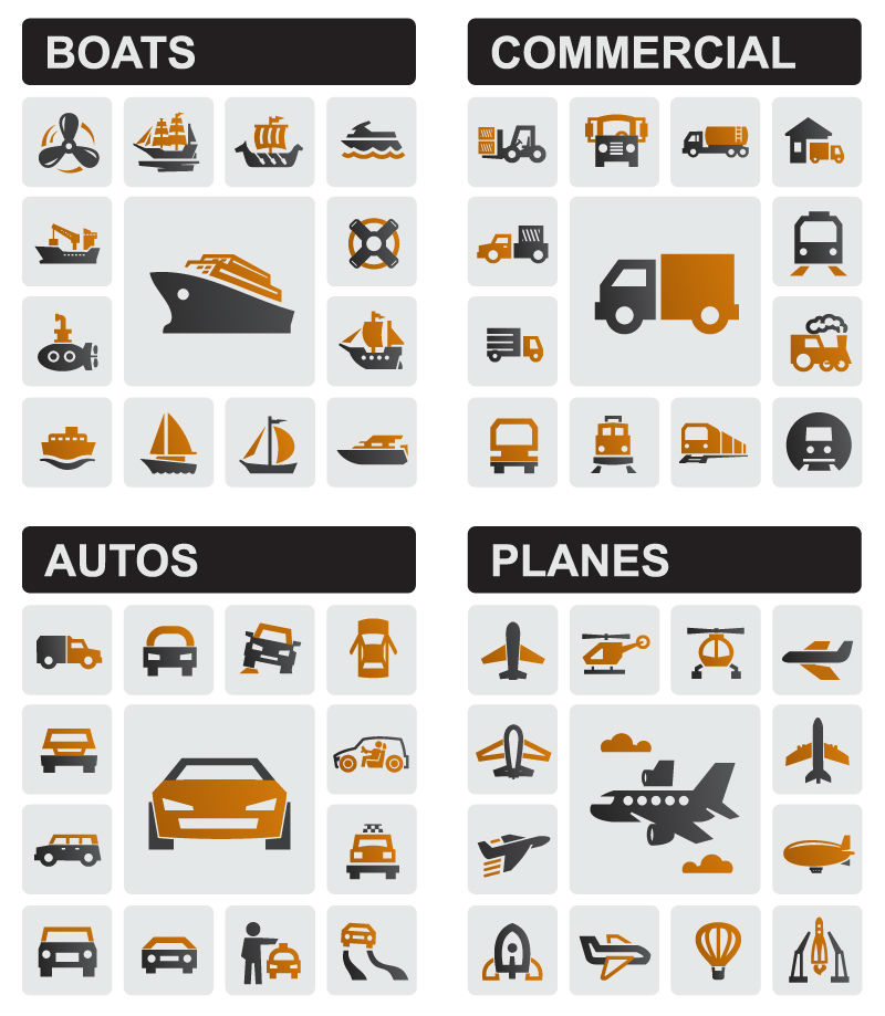 Transport icons collection Vector | Free Download