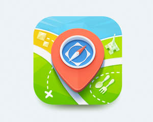Travel icons set - vector white app buttons with plane compass 