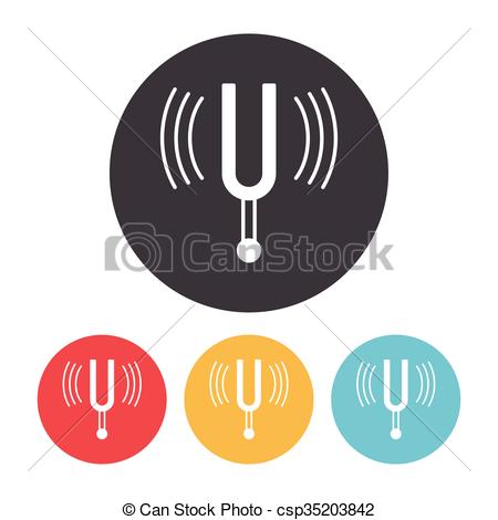 Tuning fork icon with sound wave image. Tuning fork icon vector 