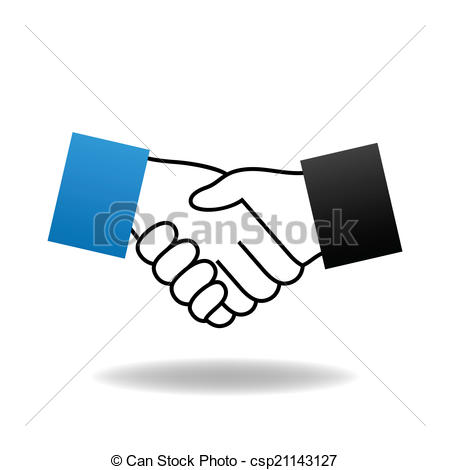 Handshake. Black flat icon with shadow. Business, agreement 