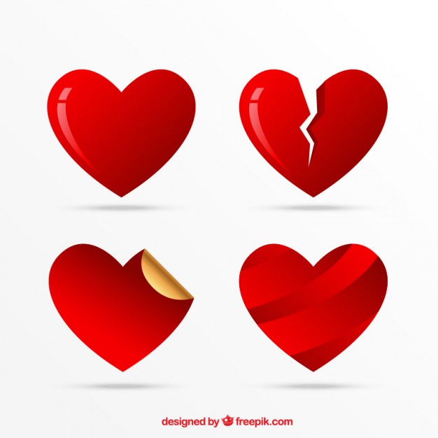 Simple heart icon. Red and white heart icon shape isolated on 