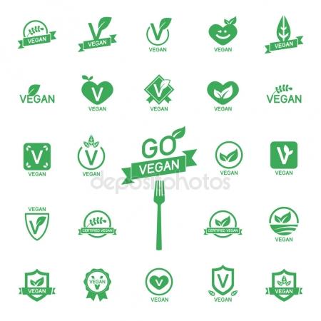 Vegetarian food icon with the text below a cooking pot with green 