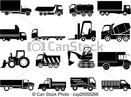 Vector Black Vehicle Icons Stock Illustration - Illustration of 