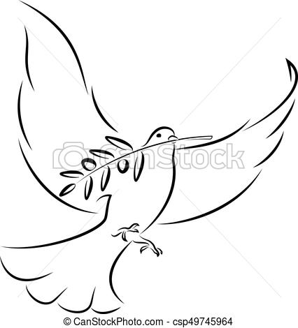 Free flying white dove, sketch style vector illustration isolated 