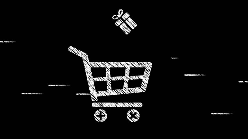 Broccolidry Shopping Cart Icon  Style: Flat Circle White On Black