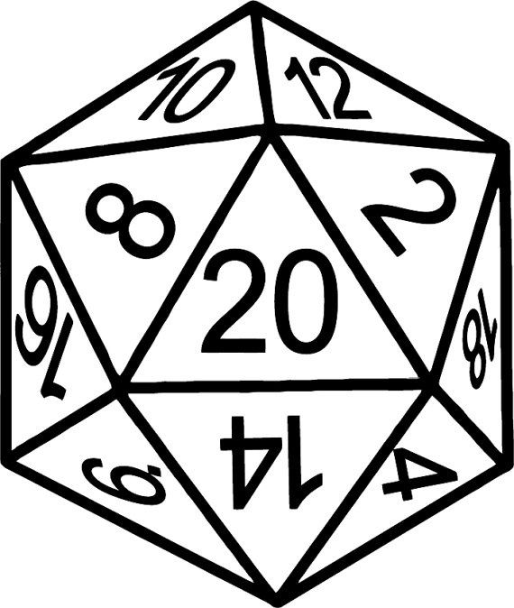 20 Sided Die Dungeons and Dragons Vinyl Sticker Decal 