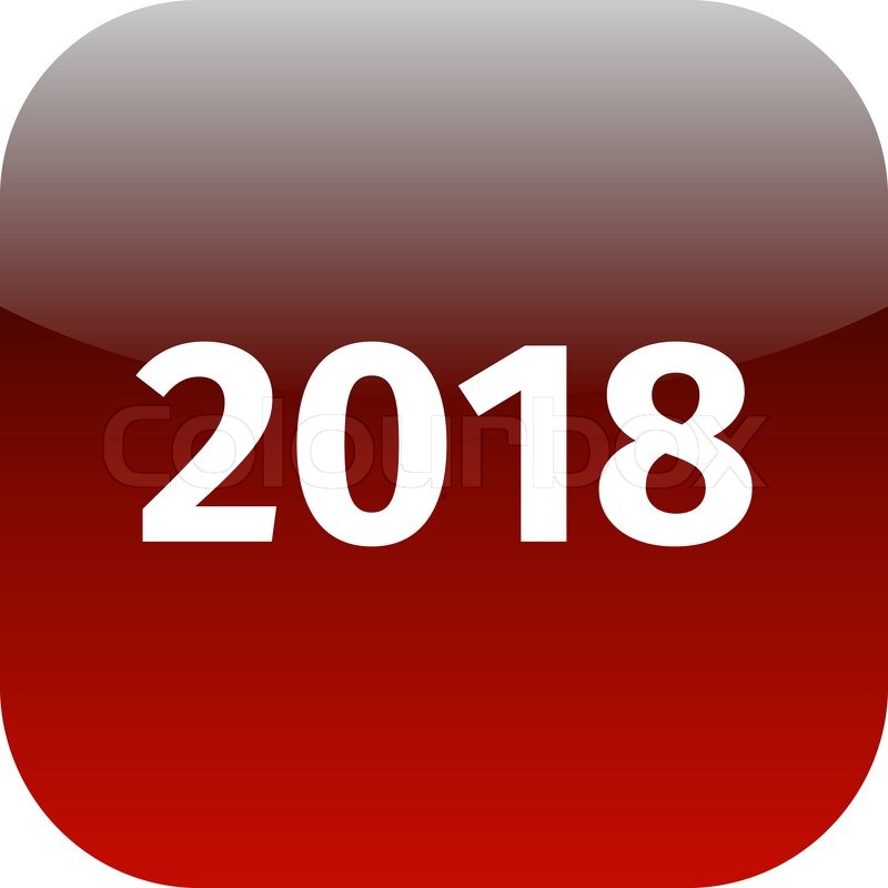 New year 2018 modern design glossy orange web icon on white Stock 